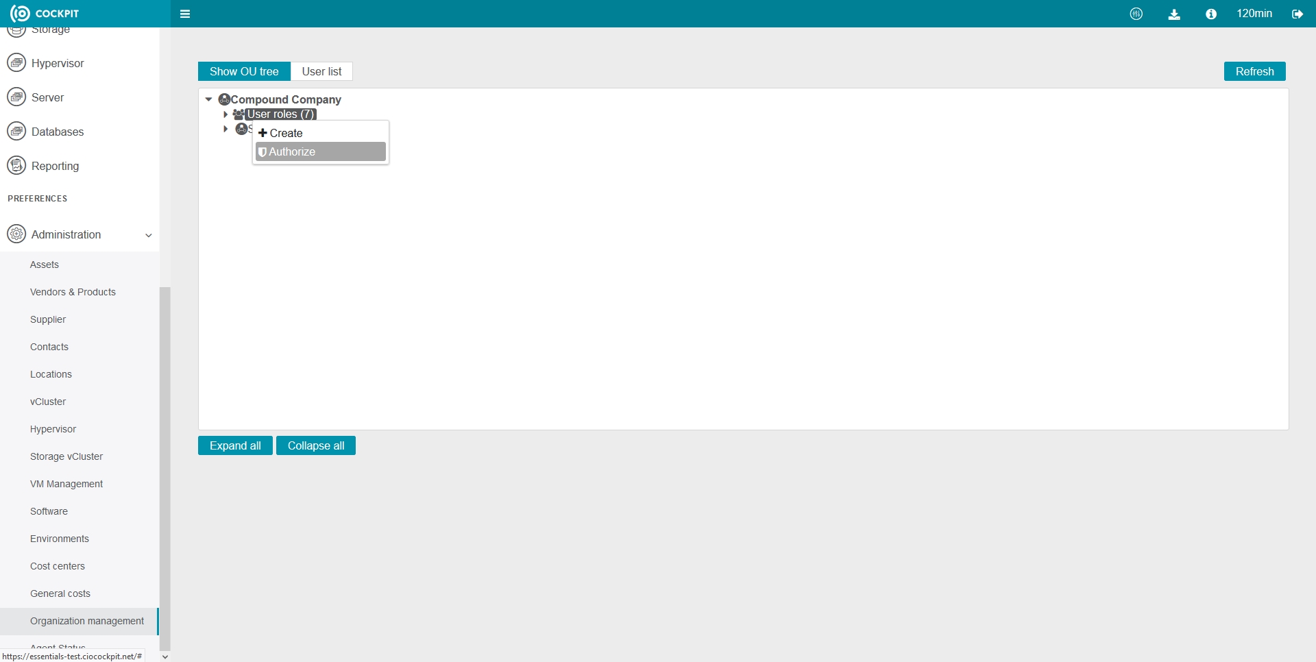 Figure: Administration - Authorizing users