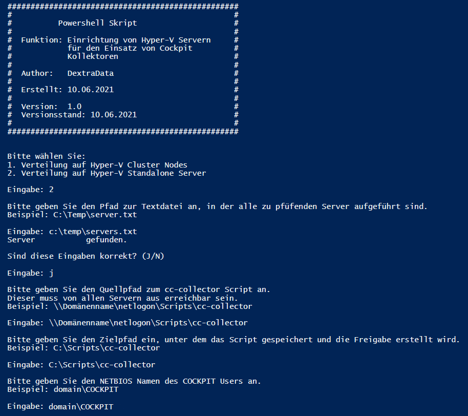Image: Oberfläche des Automatisierungsscripts