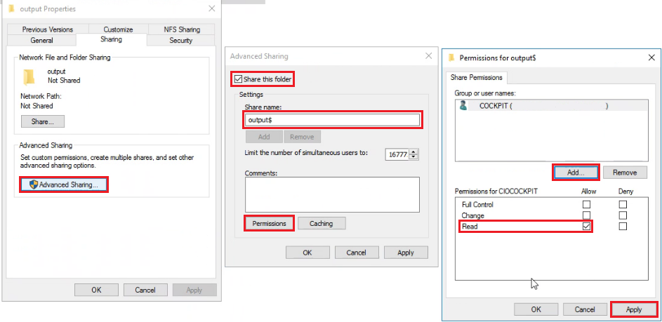 Abbildung: Advance Sharing Permissions festlegen
