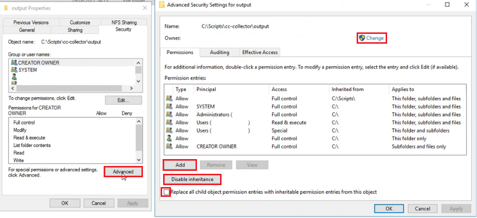 Abbildung: Advanced Security Settings
