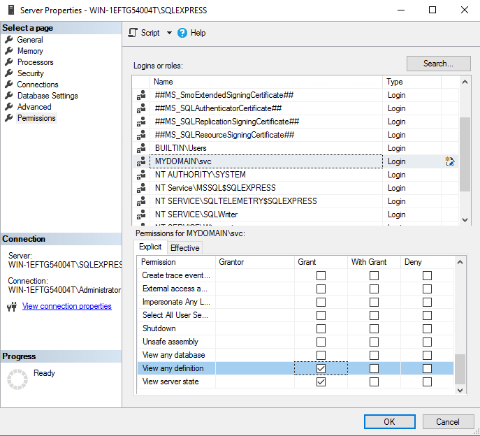 Figure: Assign CIO Cockpit-Permissions on the server