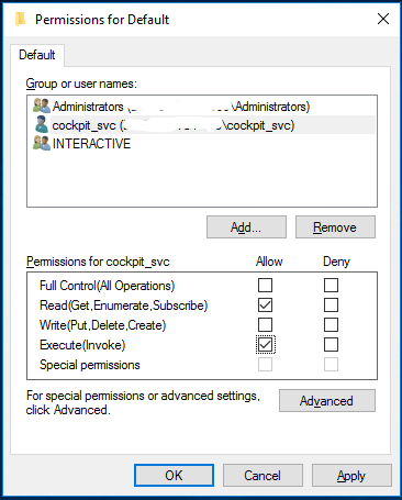 Abbildung: WinRM-Userrechte CIO Cockpit-GPO